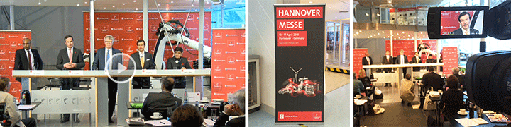 Full HD-Videoproduktion mit Live-Bildschnitt bei der Abschluss-PK zur Hannover Messe 2015