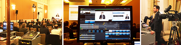 Live-Übertragung und Aufzeichnung der SAUREN Investmentkonferenz, inkl. Split-Screen-Darstellung von Sprecher und Folien